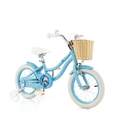 Hongge 14-Inch Kids Bike with Training Wheels and Adjustable Handlebar Seat-Blue