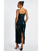 Quiz Women's Sequin Covered Strappy Maxi Dress