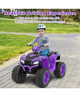 Hongge 24V Kids Ride-On Electric Atv with Wireless Connection for Toddlers 3-8 Years Old-Purple