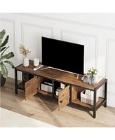 gaomon Inch Tv Stand with Storage,TV Entertainment Center Up to 75 Inch TV,Wooden Tv Stand for Living Room, Bedroom,Brown