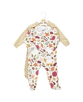 Hudson Baby Baby Girls Thermal Zipper Sleep and Play 2pk, Acorn Botanical, 6-9 Months