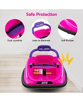 Hongge 12V Kids Bumper Car Ride on Toy with Remote Control and 360 Degree Spin Rotation-Pink