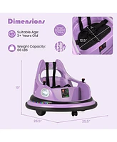 Hongge 12V Kids Ride On Bumper Car with Remote Control and Dual Joysticks-Purple