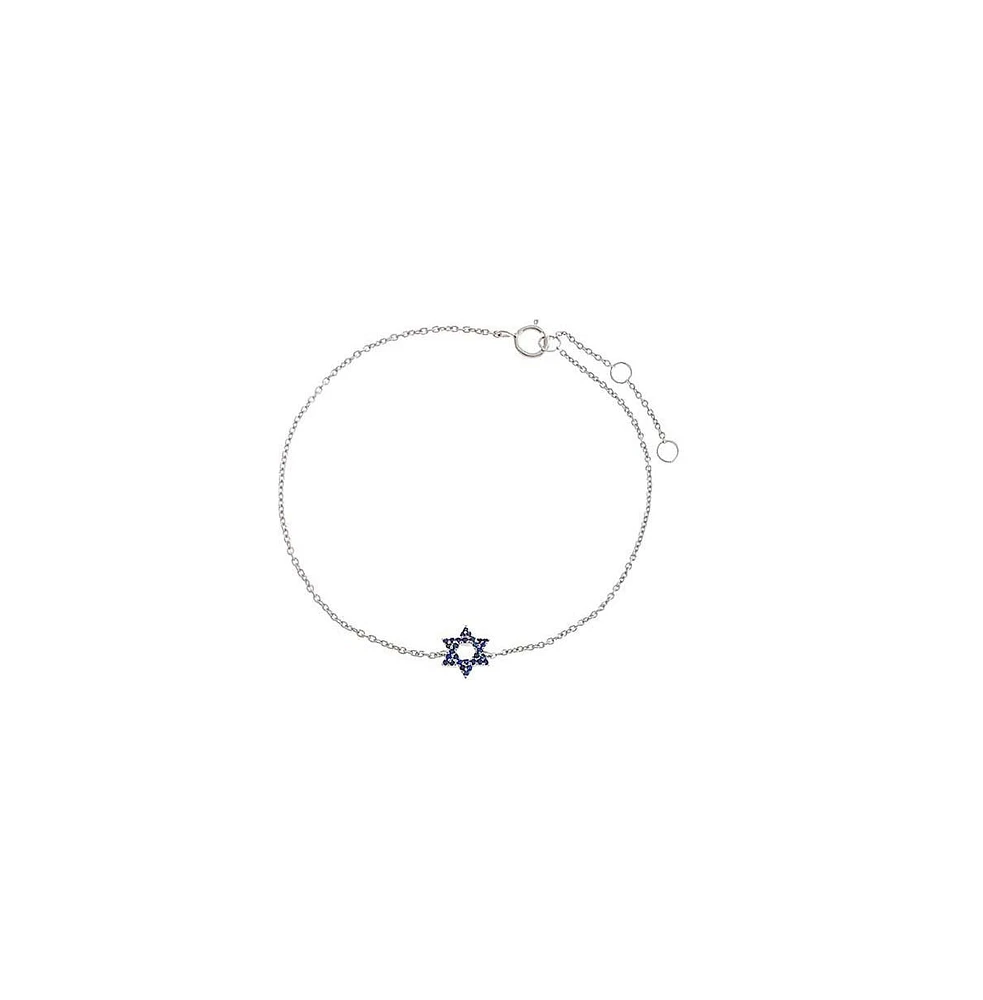 By Adina Eden Sapphire Blue Star Of David Bracelet 14K