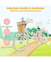 Hongge 18-Inch Kids Bike with Adjustable Handlebar and Seat for 4-8 Years Old