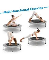 Gymax 38'' Folding Mini Trampoline Fitness Rebounder w/ Safety Pad Silver & Black