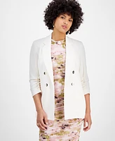 Bar Iii Women's Faux Double-Breasted Scrunch-Sleeve Blazer, Exclusively at Macy's