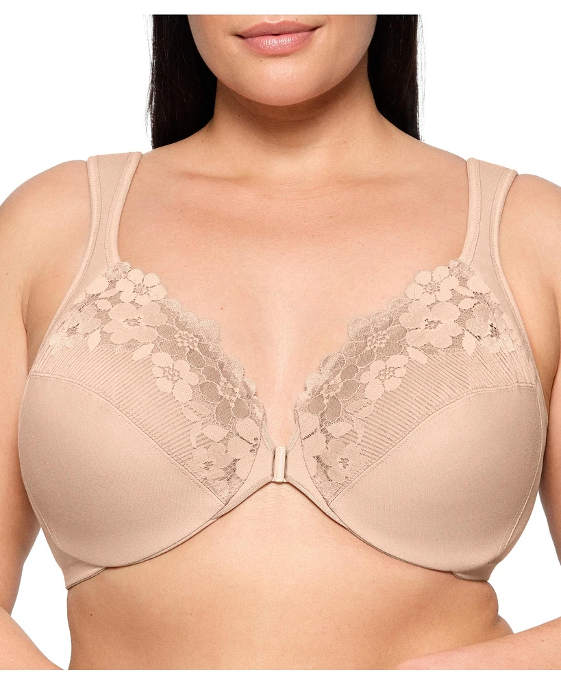 Glamorise Plus Front-Closure Cotton Wonder Underwire Bra #1241