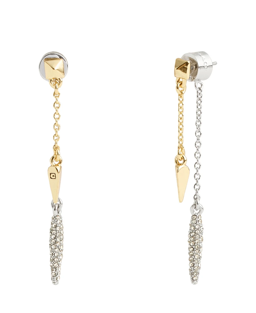 Coach Faux Stone Signature Pave Spike Front Back Earrings