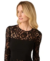 Adrianna by Adrianna Papell Women's Lace-Trim Long-Sleeve Sheath Dress