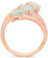 Effy Ethiopian Opal (1-3/4 ct. t.w.) & Diamond (1/5 ct. t.w.) Split Statement Ring in 14k Rose Gold