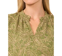 CeCe Women's Flutter-Sleeve Printed Blouse