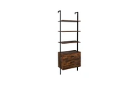 Slickblue Industrial Bookshelf with Wood Drawers & Matte Steel Frame Stylish Storage for Modern Spaces