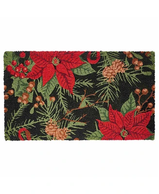 Vcny Home Poinsettia Christmas Coir Outdoor Doormat, 18" x 30"