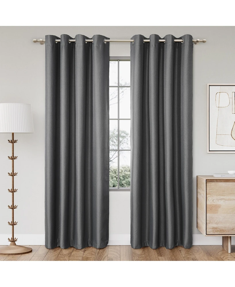 Awesome Home Textured 100% Blackout Grommet Curtains Pair(2 panels