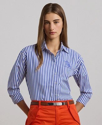 Lauren Ralph Women's Relaxed-Fit Striped Broadcloth Shirt