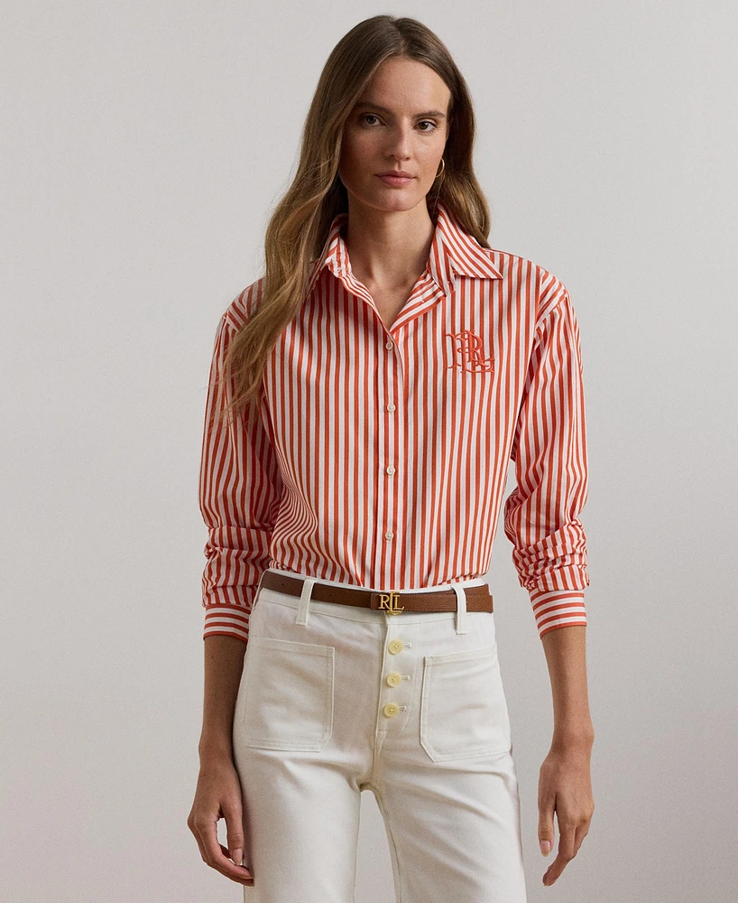 Lauren Ralph Women's Relaxed-Fit Striped Broadcloth Shirt