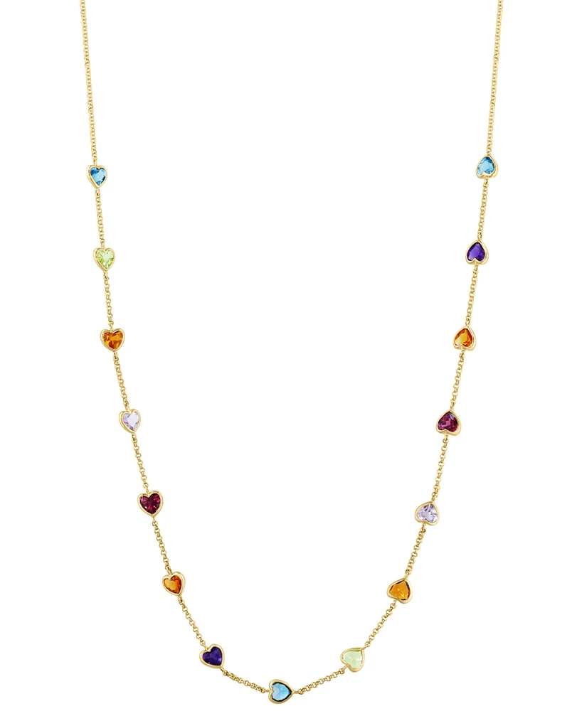 Effy Multi-Gemstone (4-1/2 ct. t.w.) Heart 18" Station Necklace in 14k Yellow Gold