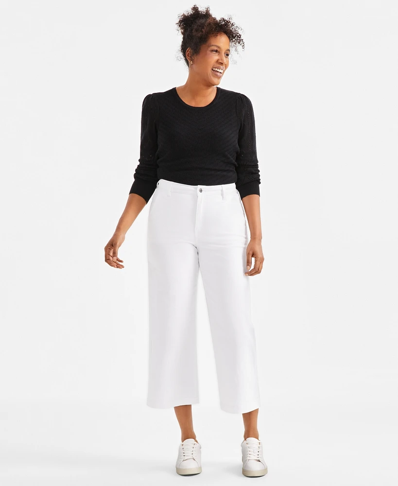 Style & Co Petite Mid-Rise Wide-Leg Cropped Pants, Exclusively at Macy's