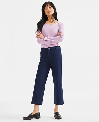 Style & Co Women's Twill Wide-Leg Cropped Pants, Exclusively at Macy's