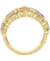 Effy Multi-Gemstone (2-1/10 ct. t.w.) & Diamond (1/8 ct. t.w.) Multirow Statement Ring in 14k Gold