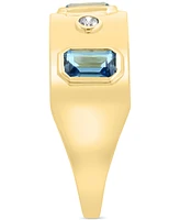 Effy London Blue Topaz (1-1/6 ct. t.w.) & Diamond (1/20 ct. t.w) Band Ring in 14k Yellow Gold