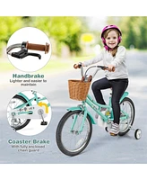 Hongge 16/18 Inch Kids Bike Bicycle with Training Wheels and 2 Brake System Ages 4-8 Years Old