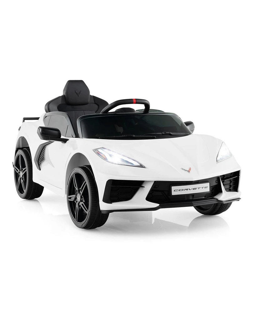 Hongge 12V Electric Kids Ride On Car Licensed Chevrolet Corvette C8 with Remote Control Ages 3+ Years Old-Orange