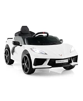 Hongge 12V Electric Kids Ride On Car Licensed Chevrolet Corvette C8 with Remote Control Ages 3+ Years Old-Orange