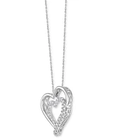 Diamond Double Heart 18" Pendant Necklace (1/2 ct. t.w.) in Sterling Silver