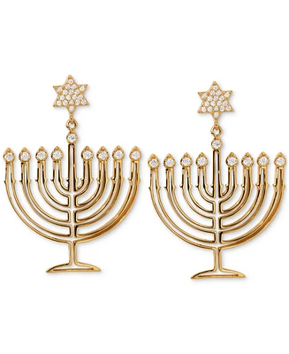 Ajoa Gold-Tone Cubic Zirconia Polished Menorah Chandelier Drop Earrings