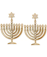 Ajoa Gold-Tone Cubic Zirconia Polished Menorah Chandelier Drop Earrings