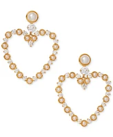 Ajoa Imitation Pearl & Cubic Zirconia Open Heart Drop Earrings