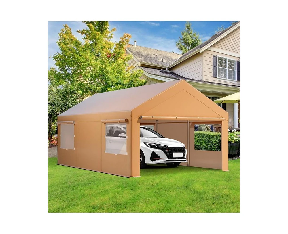 gaomon 10x20FT Heavy Duty Carport Car Canopy Portable Car Tent Garage Bike Boat Shelter Party Tent with Side Walls Door and Ventilation Windows Stable