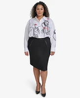 Karl Lagerfeld Paris Plus Logo-Waistband Compression Skirt