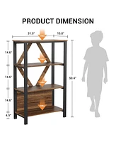 Gaomon Tier Bookshelf with Led Lights, Bookcase with Open Display Shelves