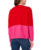 Sam & Jess Women's Colorblocked Crewneck Long-Sleeve Sweater