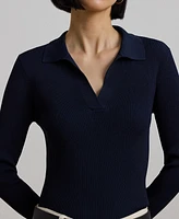 Lauren Ralph Women's Rib-Knit Polo Sweater