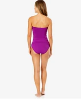 Anne Cole Womens Twist Front Ruched Tankini Top High Waist Bikini Bottoms