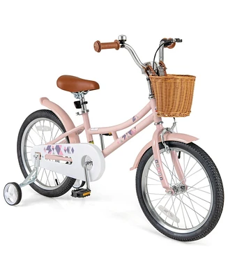 Hongge 16/18 Inch Kids Bike Retro Bicycle with Adjustable Height and Basket for Ages 4-8 Years Old