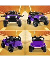 Hongge 12V Kids Ride On Truck with Remote Control and Headlights-Purple