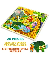 Quokka 28 Pieces Wooden Toddlers Puzzles for Ages 3-5 – Animal Toys