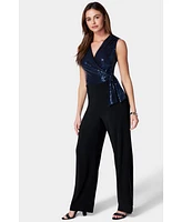 Bebe Women's Disco Dot Wrap Tie Jumpsuit