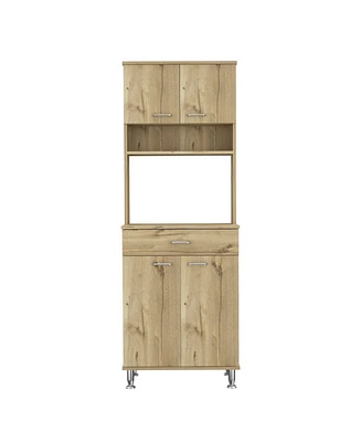 Depot E-Shop Helis 60 Pantry Double Door Cabinet, One Drawer, Four Legs, Three Shelves