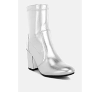 Rag & Co Tirana Metallic Pleather Sock Boots