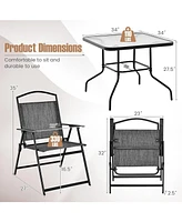 Sugift Patio Dining Set for 4 with Umbrella Hole