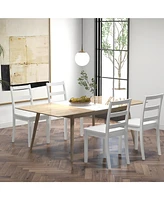 Sugift Set of 2 Wood Dining Chairs with Solid Rubber Wood Legs