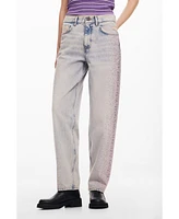 Desigual Women's Straight jeans with rhinestones