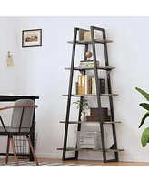 gaomon 5 Tier Ladder Bookshelf, Narrow Open Book Shelf, Tall Standing Bookcase with Steel Frame