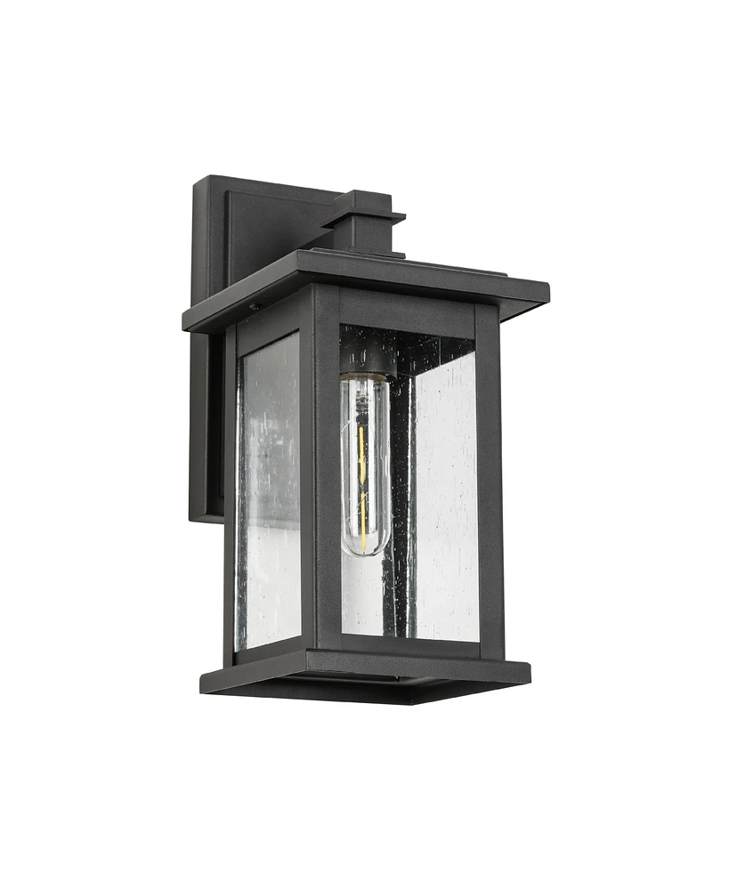 Flynama 1-Light Black not Motion Sensing Dusk to Dawn Outdoor Hardwired Wall Lantern Sconce with No Bulbs Included